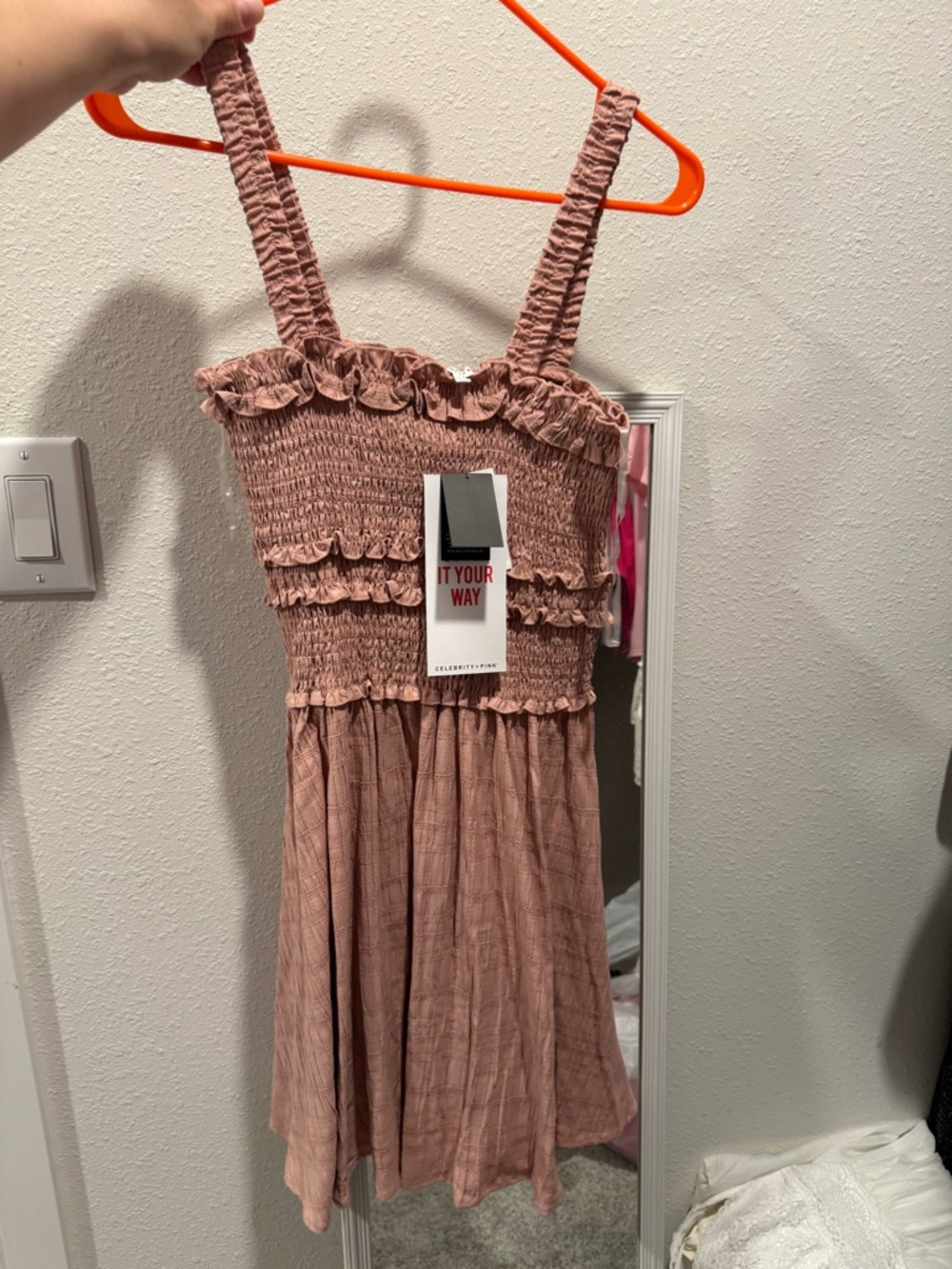 Smocked Ruffle Strappy Girls Dress - Dusty Rose